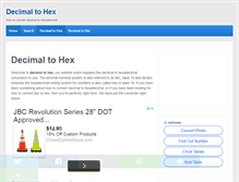 Tablet Screenshot of decimaltohex.com
